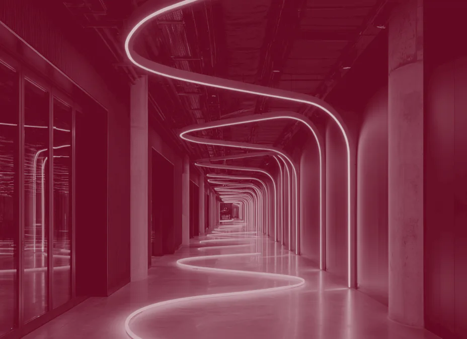 Corridor with a curving light band