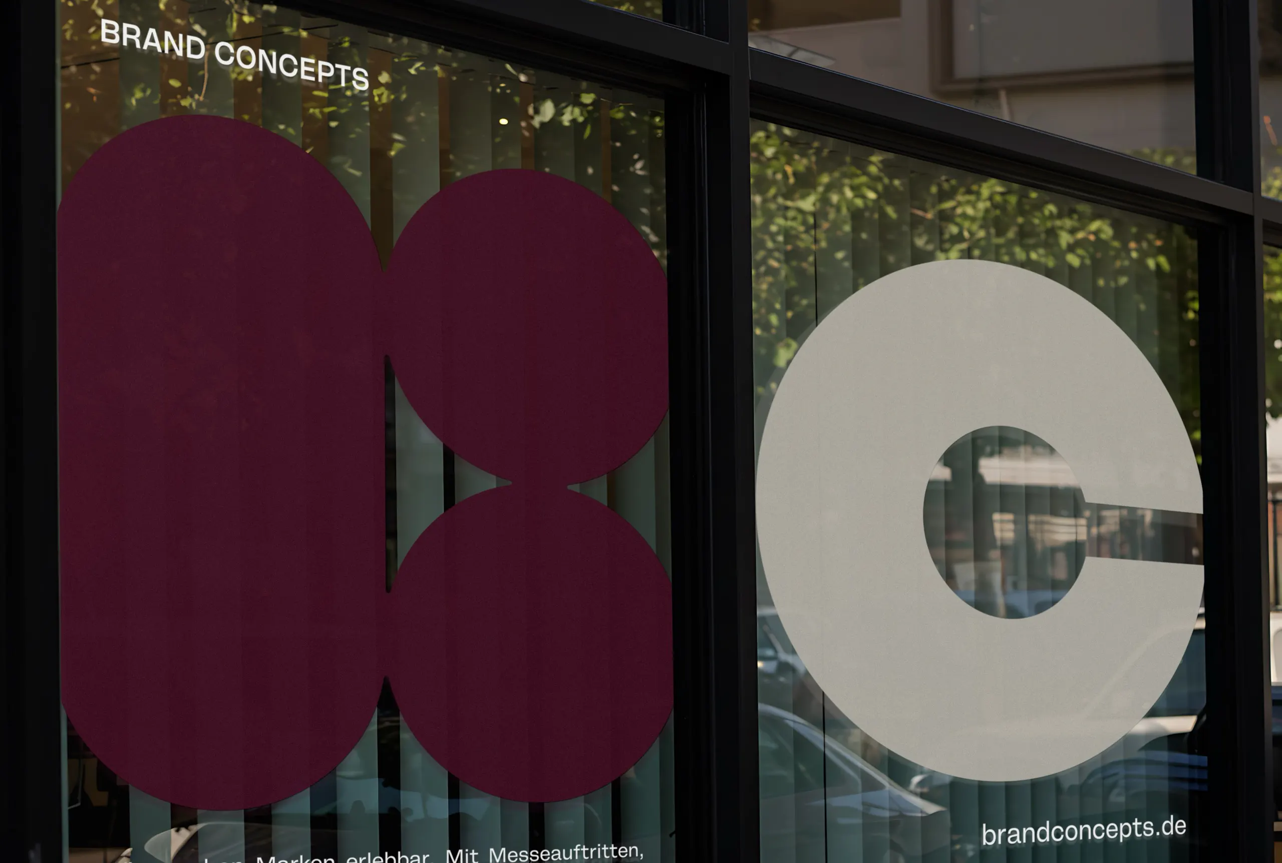 Shop window with the large Brand Concepts emblem